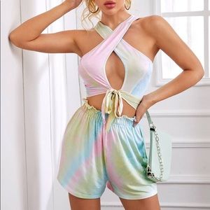 Tie Dye Peekaboo Top & Shorts Set